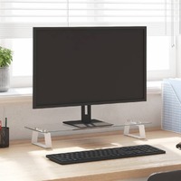  Monitor Stand White 60x20x8 cm Tempered Glass and Metal