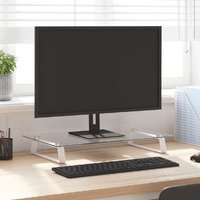  Monitor Stand White 60x35x8 cm Tempered Glass and Metal