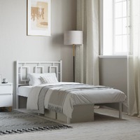  Metal Bed Frame without Mattress with Headboard White 90x190 cm