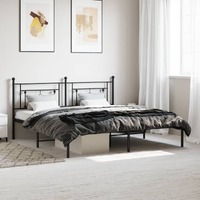  Metal Bed Frame without Mattress with Headboard Black 183x203 cm King