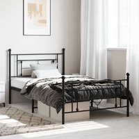  Metal Bed Frame without Mattress with Footboard Black 107x203 cm King Single