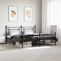  Metal Bed Frame without Mattress with Footboard Black 183x203 cm King