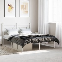  Metal Bed Frame without Mattress with Headboard White 135x190 cm