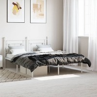  Metal Bed Frame without Mattress with Headboard White 150x200 cm