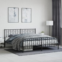  Metal Bed Frame without Mattress with Footboard Black 183x203 cm King