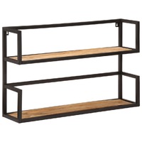  Wall Shelf 90x20x55 cm Solid Wood Mango and Iron
