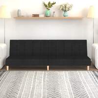  2-Seater Sofa Bed Black Fabric