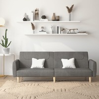  2-Seater Sofa Bed Dark Grey Fabric