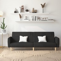  2-Seater Sofa Bed Black Fabric