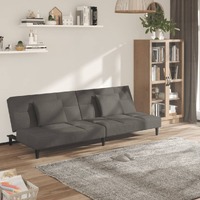  2-Seater Sofa Bed with Two Pillows Dark Grey Velvet