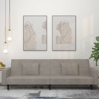  2-Seater Sofa Bed with Two Pillows Light Grey Velvet