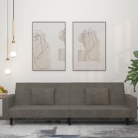  2-Seater Sofa Bed with Two Pillows Dark Grey Velvet