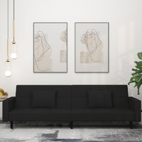  2-Seater Sofa Bed with Two Pillows Black Velvet
