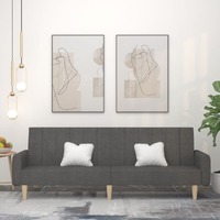  2-Seater Sofa Bed Dark Grey Fabric