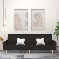  2-Seater Sofa Bed Black Fabric