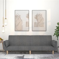  2-Seater Sofa Bed with Two Pillows Light Grey Fabric