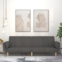  2-Seater Sofa Bed with Two Pillows Dark Grey Fabric