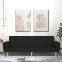  2-Seater Sofa Bed with Two Pillows Black Fabric