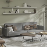  2-Seater Sofa Bed Light Grey Velvet