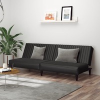  2-Seater Sofa Bed Black Faux Leather