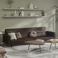  2-Seater Sofa Bed Brown Faux Leather