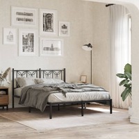  Metal Bed Frame without Mattress with Headboard Black 135x190 cm