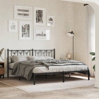  Metal Bed Frame without Mattress with Headboard Black 183x203 cm King