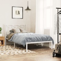  Metal Bed Frame without Mattress with Headboard White 107x203 cm King Single