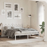 Metal Bed Frame without Mattress with Headboard White 150x200 cm