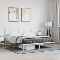  Metal Bed Frame without Mattress with Headboard White 150x200 cm