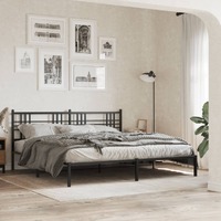  Metal Bed Frame without Mattress with Headboard Black 183x203 cm King