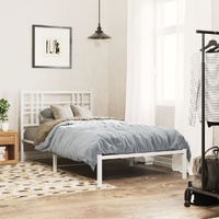  Metal Bed Frame without Mattress with Headboard White 107x203 cm King Single