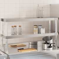  Work Table Overshelf 2-Tier 110x30x65 cm Stainless Steel