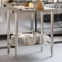  Kitchen Work Table with Backsplash 82.5x55x93 cm Stainless Steel