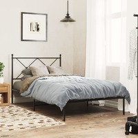  Metal Bed Frame without Mattress with Headboard Black 107x203 cm King Single