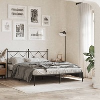  Metal Bed Frame without Mattress with Headboard Black 150x200 cm