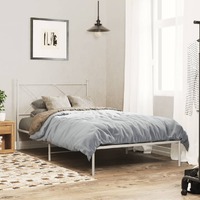  Metal Bed Frame without Mattress with Headboard White 107x203 cm King Single