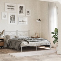  Metal Bed Frame without Mattress with Headboard White 150x200 cm