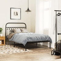  Metal Bed Frame without Mattress with Headboard Black 107x203 cm King Single