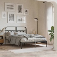 Metal Bed Frame without Mattress with Headboard Black 135x190 cm