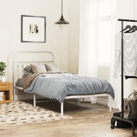  Metal Bed Frame without Mattress with Headboard White 90x190 cm