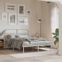  Metal Bed Frame without Mattress with Headboard White 135x190 cm