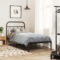  Metal Bed Frame without Mattress with Headboard Black 90x190 cm