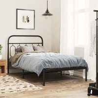  Metal Bed Frame without Mattress with Headboard Black 107x203 cm King Single