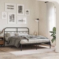  Metal Bed Frame without Mattress with Headboard Black 150x200 cm