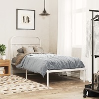  Metal Bed Frame without Mattress with Headboard White 90x190 cm
