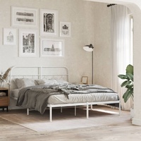  Metal Bed Frame without Mattress with Headboard White 135x190 cm
