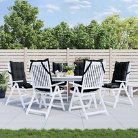  Highback Chair Cushions 6 pcs Black Oxford Fabric