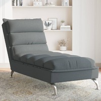  Chaise Lounge with Cushions Dark Grey Fabric