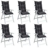  Highback Chair Cushions 6 pcs Melange Anthracite 120x50x7 cm Fabric